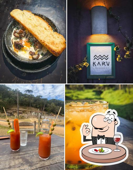 A imagem da comida e bebida no Karu Restaurante