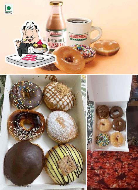 Krispy Kreme Doughnuts & Coffee offers a variety of sweet dishes