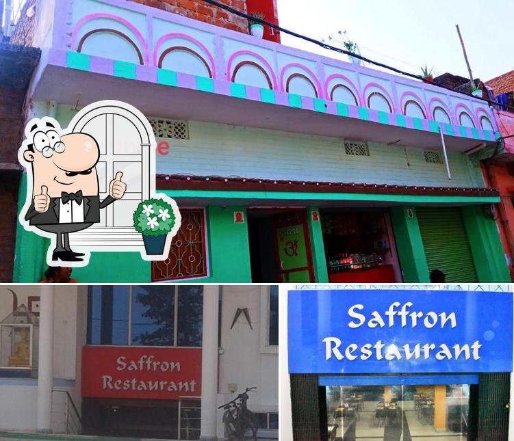 Among different things one can find exterior and food at Saffron Restaurant