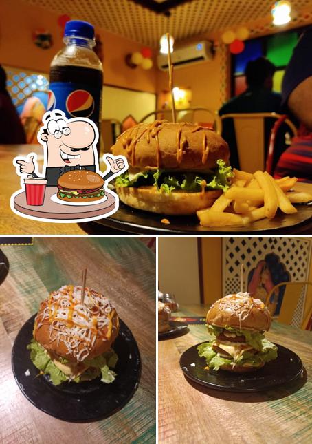 Try out a burger at গরমা গরম pizza(Garma Garam Pizza)A Rajasthani theme Cafe