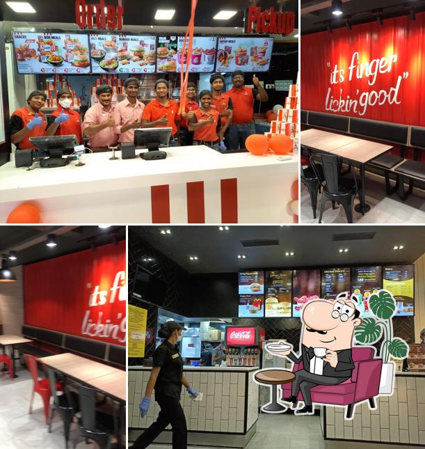 Take a seat at one of the tables at KFC