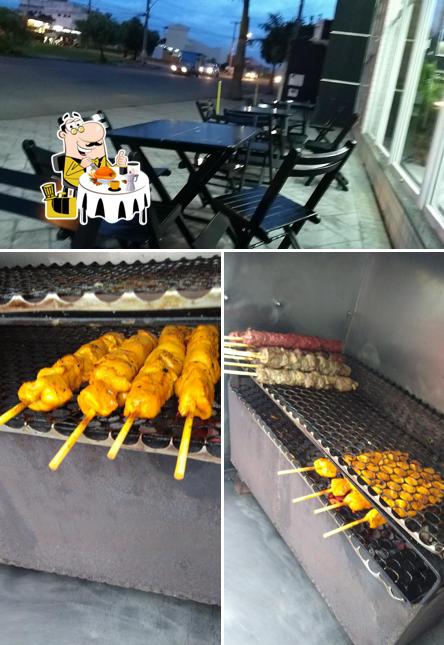 Dê uma olhada a ilustração apresentando comida e mesa de jantar no Rei Do Tchay