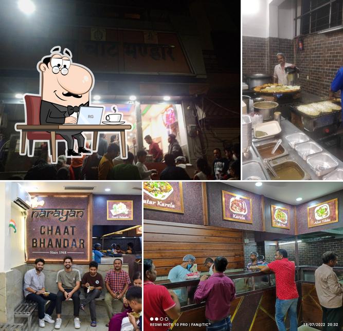 Take a seat at one of the tables at Narayan Chaat Bhandar