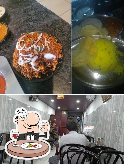 This is the photo showing food and interior at Hotel Annapoorna