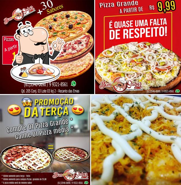 Experimente pizza no Bom Sabor Pizzaria e Restaurante