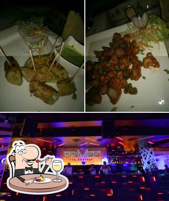 Among various things one can find food and bar counter at PRIVEE