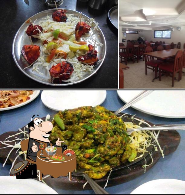 This is the picture showing food and interior at Hotel Paradise