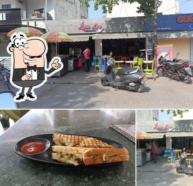 The photo of exterior and food at Lavin live