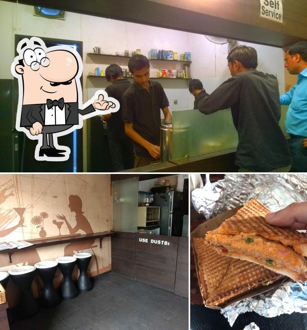 The picture of interior and sandwich at Tea Post