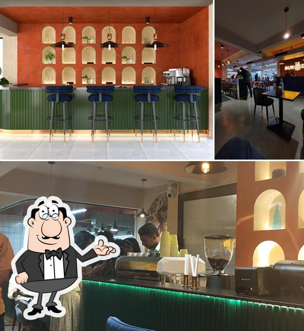 Take a seat at one of the tables at The Burgery In