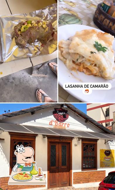 A ilustração do Restaurante Panela de Barro’s comida e exterior