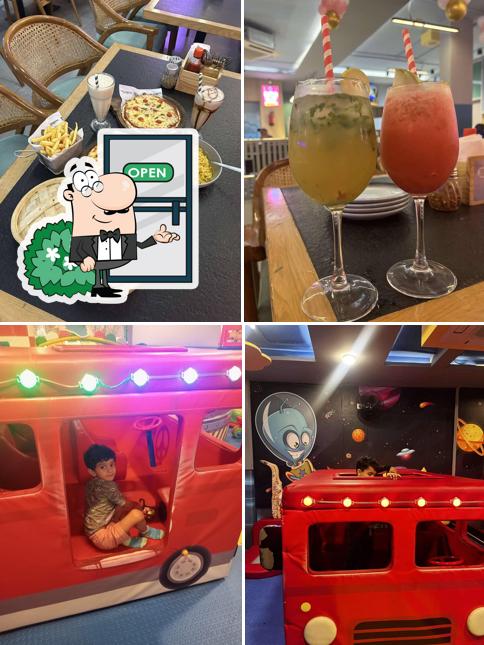 The image of Cartoony Planet’s exterior and food