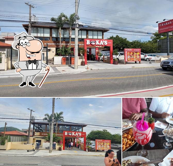 Dê uma olhada a ilustração mostrando exterior e bebida no Boka's Lagoa Restaurante