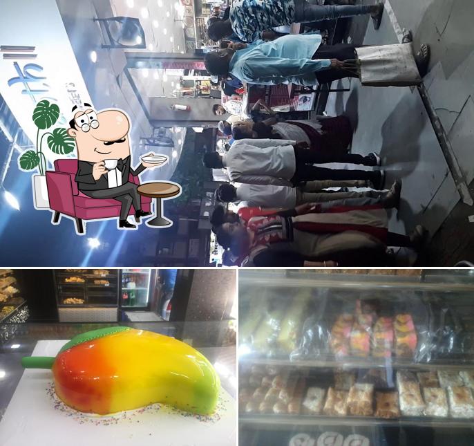 This is the image depicting interior and food at Bangalore Iyangar Bakery