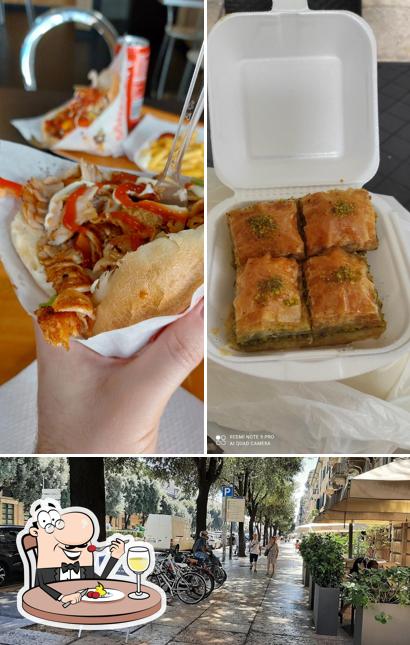 La cibo e esterno del ristorante