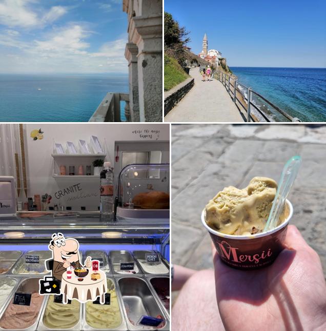 Tra le varie cose da Mersii Gelato si possono trovare la cibo e esterno