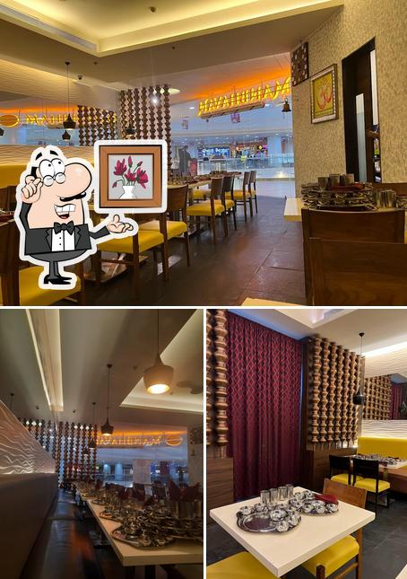 The interior of Manbhavan Premium Thali Restaurant