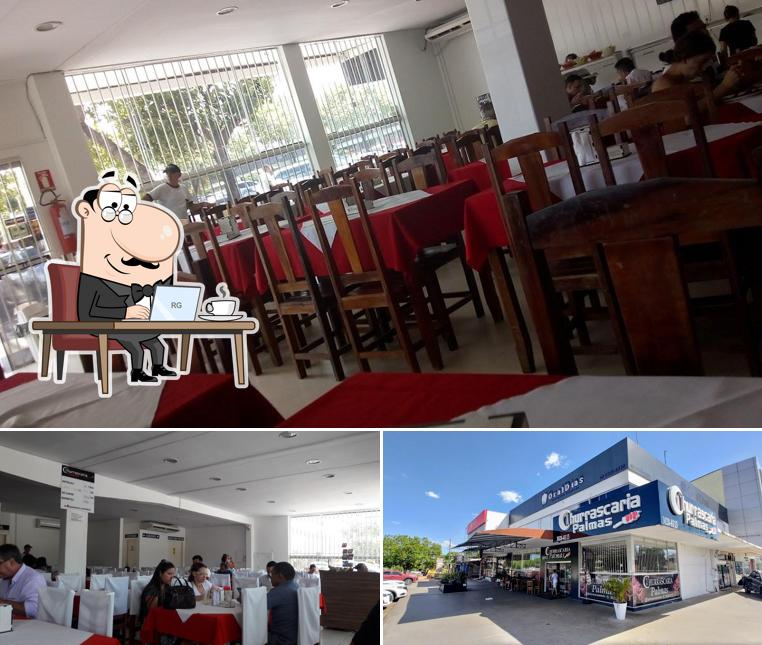 A interior e exterior do restaurante