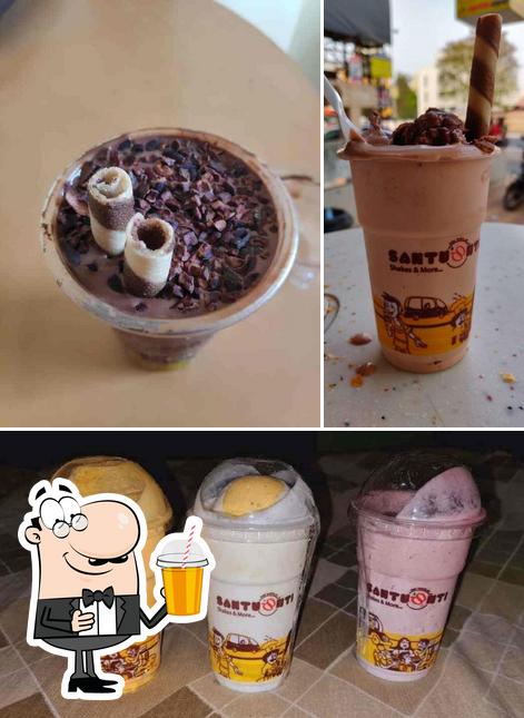Enjoy a beverage at Santushti Shakes & More