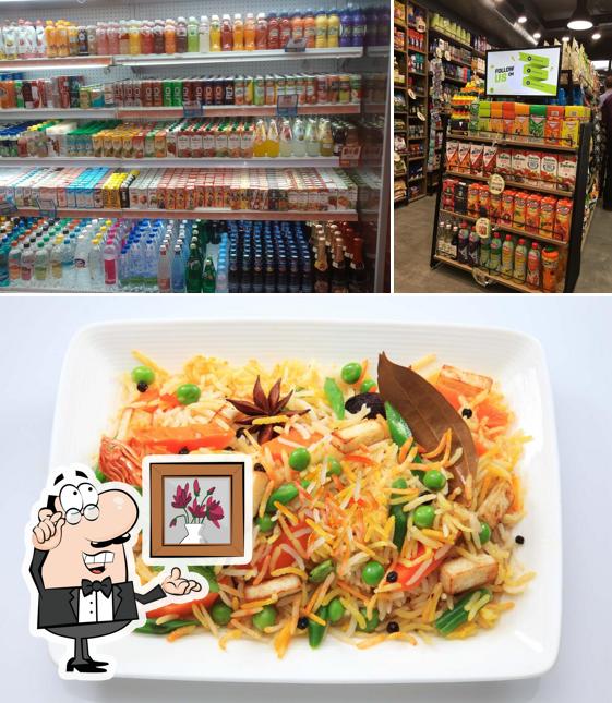 The restaurant's interior and food