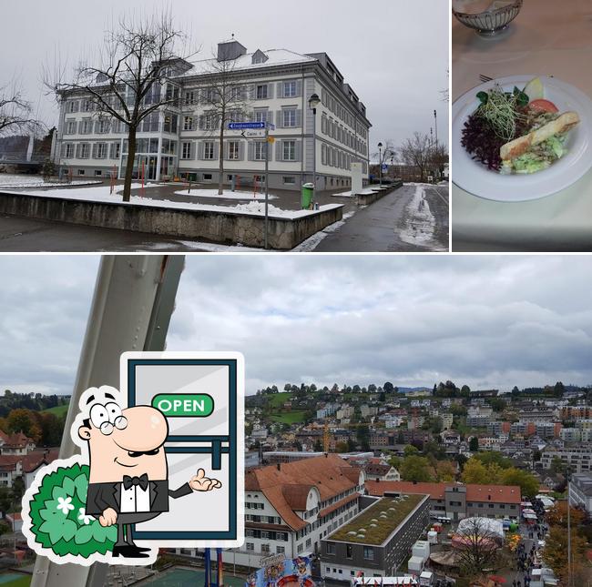 Questa è la immagine che presenta la esterno e cibo di Restaurant Ebnet