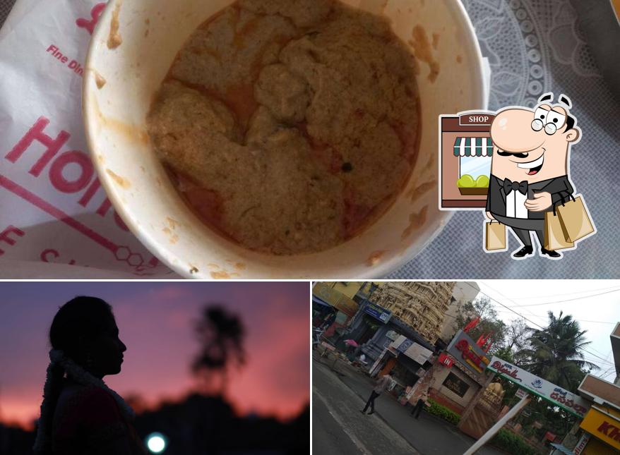 Among various things one can find exterior and food at Dharani Restaurant