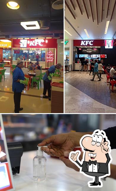 Among different things one can find interior and beverage at KFC