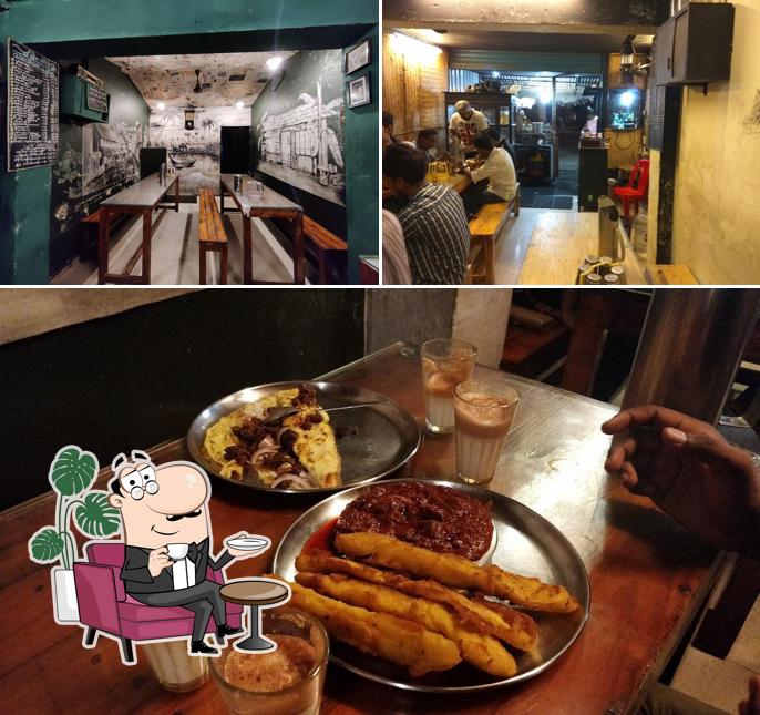 The restaurant's interior and food