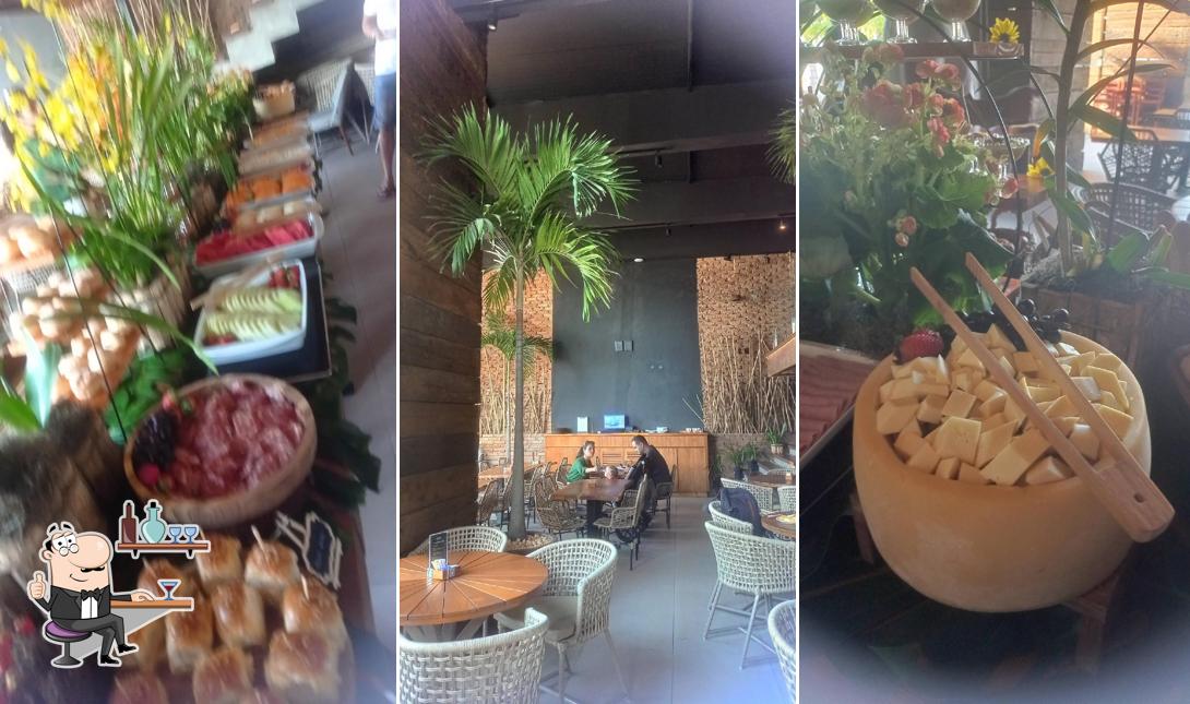 Esta é a ilustração mostrando interior e comida no Rústico Arte Ferro E Fogo