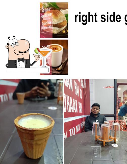 This is the photo displaying drink and burger at Zoop Cafe and Lassi Town