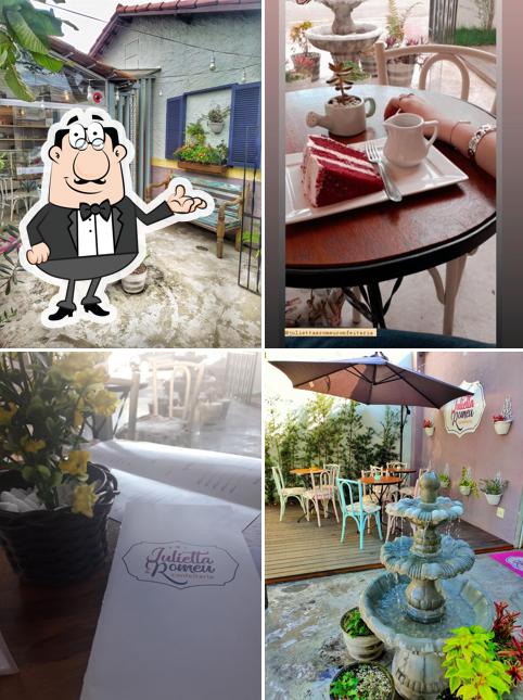 Sente em uma das mesas no Julieta Café