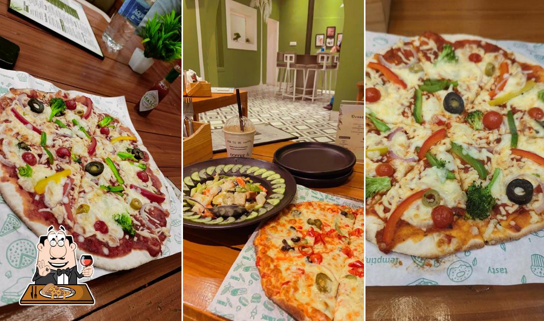 Order pizza at The Lazy Leaf