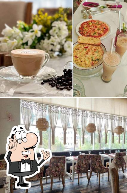 Take a look at the photo showing interior and food at Bella Buono