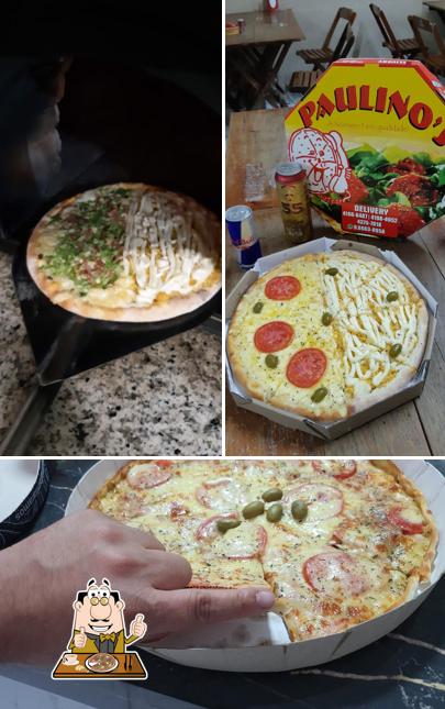 Escolha pizza no Pizzaria Paulino's