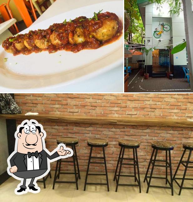 Take a seat at one of the tables at Street Side Cafe