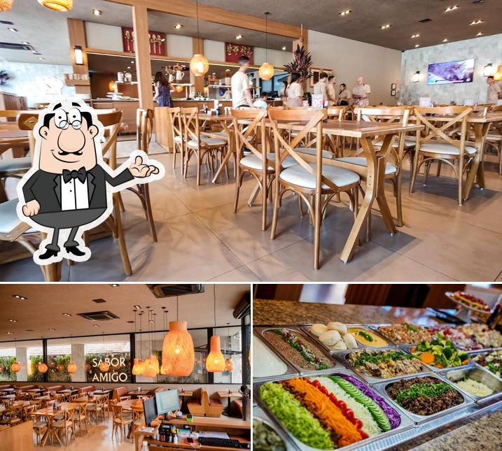 O interior do Restaurante Sabor Amigo