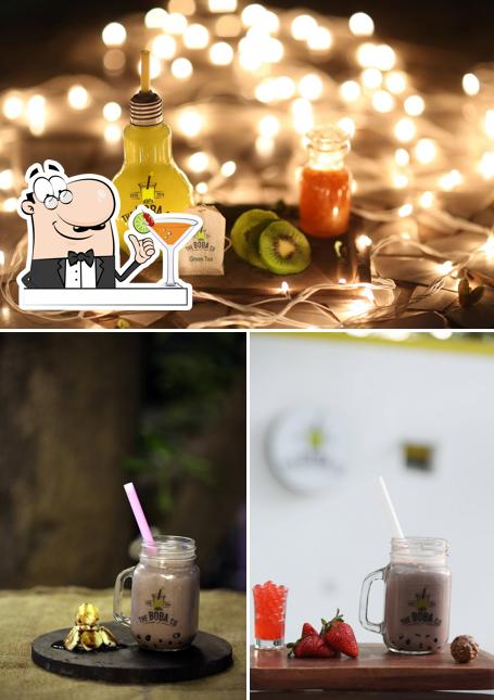 Among various things one can find drink and food at The Boba Co