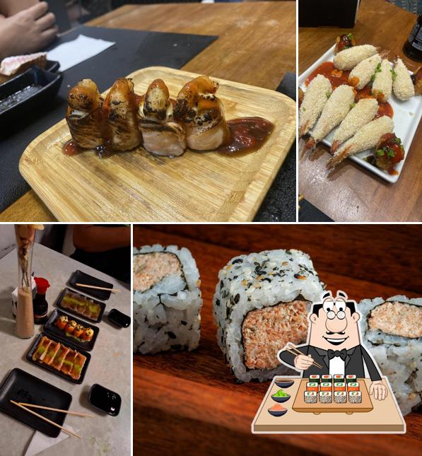 Rolos de sushi são disponibilizados no Nihon Japanese Food