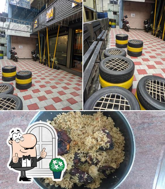 The restaurant's exterior and food