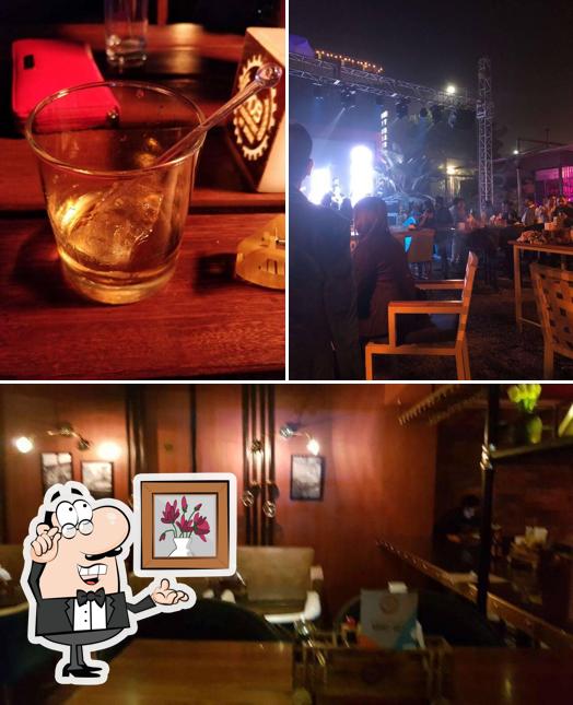 The restaurant's interior and alcohol