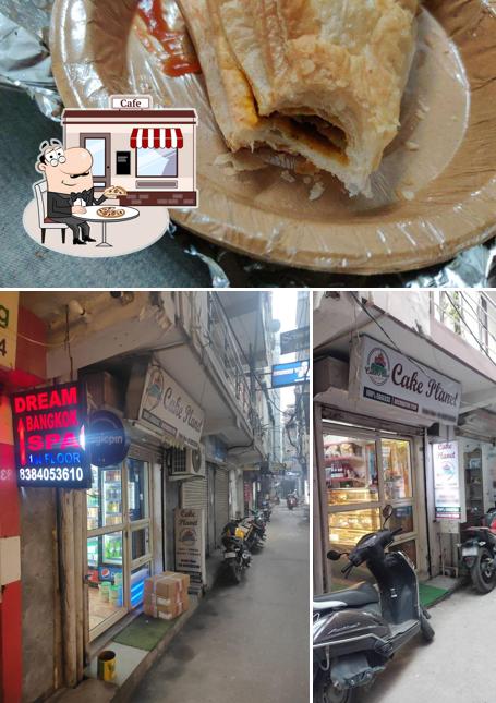 This is the picture depicting exterior and food at Cake Planet