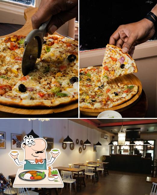 The image of food and interior at The Highbrooks Cafe