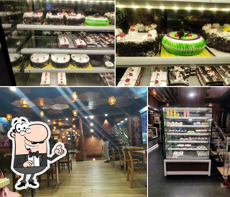 The image of interior and food at New Krishna Sweets Bakery