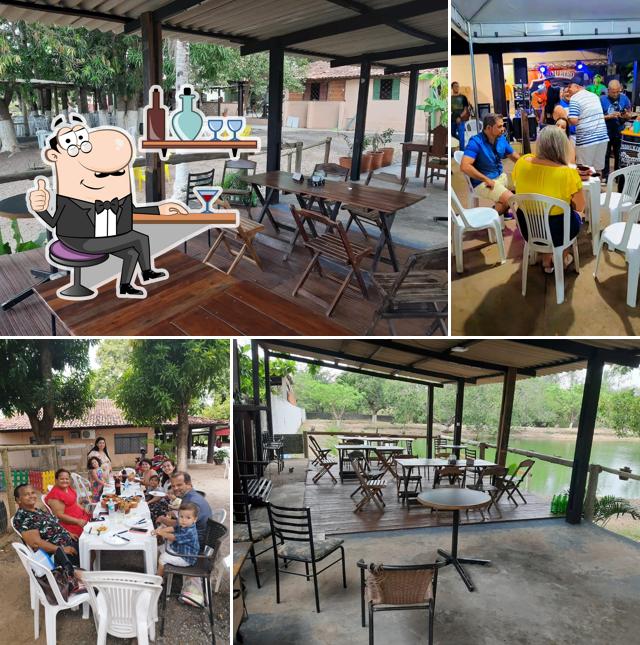 Sente em uma das mesas no Pesqueiro Recanto Sertanejo