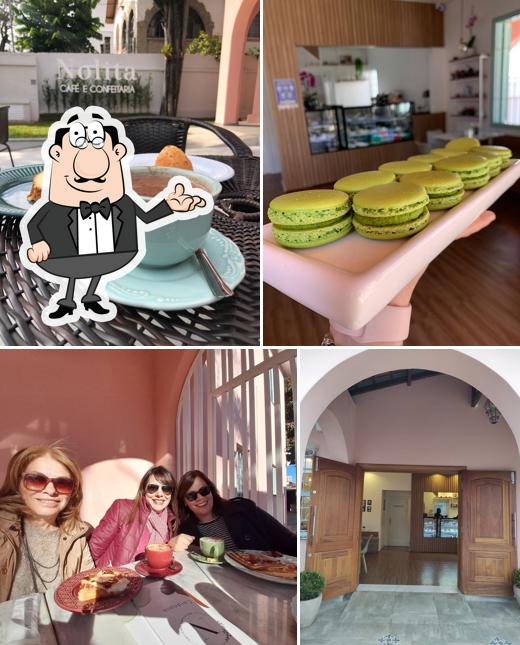 Sente em uma das mesas no Nolita Café e Confeitaria