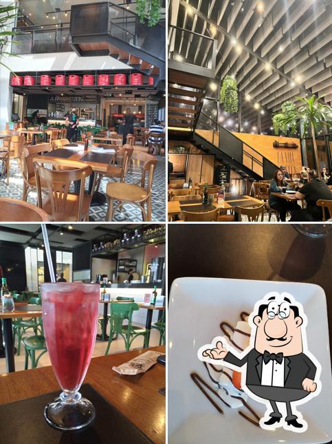 Sente em uma das mesas no Cantina Volpi Paralela