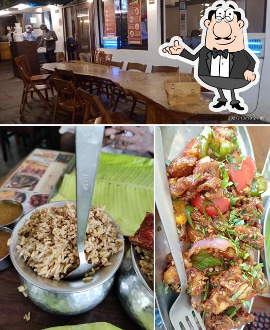 The interior of Dindigul Thalappakatti Restaurant