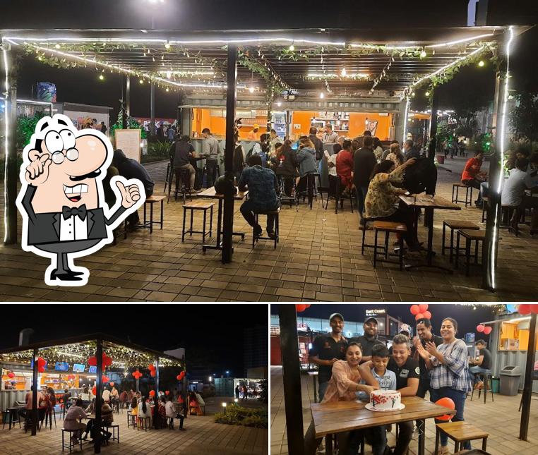 Check out the image showing interior and exterior at Bistro Box Vasai