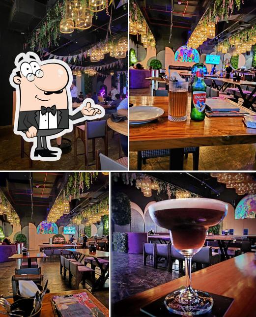 Take a seat at one of the tables at Purple Chameleon