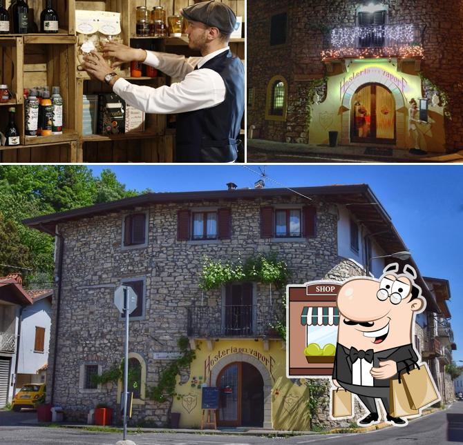 La esterno e bancone da bar del ristorante